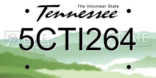 5CTI264 Tennessee License Plate