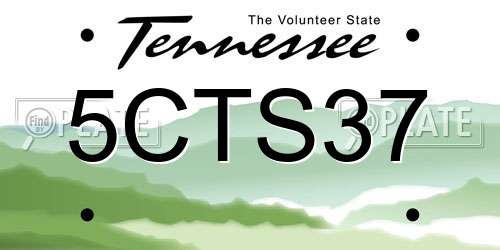 5CTS37 Tennessee License Plate