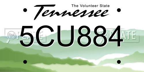 5CU884 Tennessee License Plate