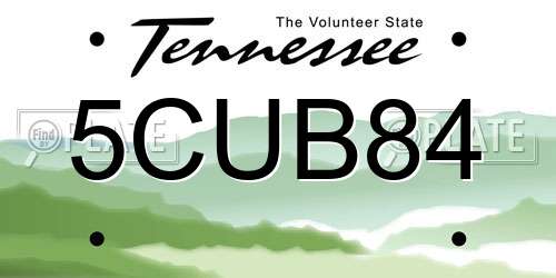 5CUB84 Tennessee License Plate
