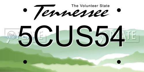 5CUS54 Tennessee License Plate