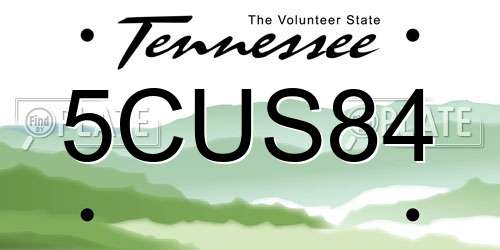 5CUS84 Tennessee License Plate