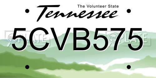 5CVB575 Tennessee License Plate