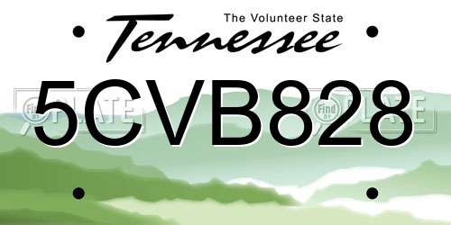 5CVB828 Tennessee License Plate
