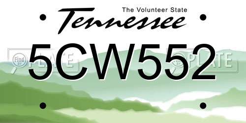 5CW552 Tennessee License Plate