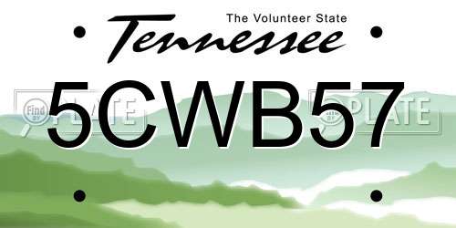 5CWB57 Tennessee License Plate