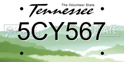 5CY567 Tennessee License Plate