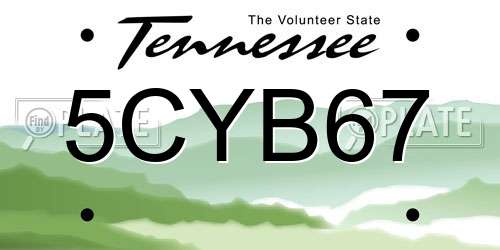 5CYB67 Tennessee License Plate