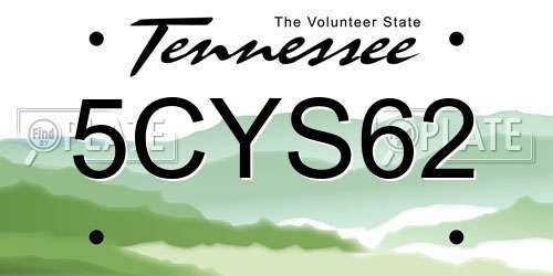 5CYS62 Tennessee License Plate