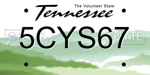 5CYS67 Tennessee License Plate