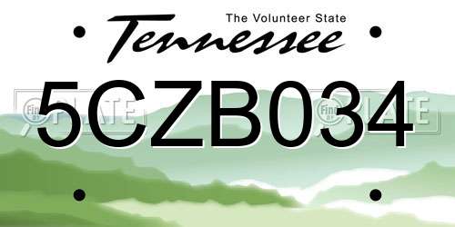 5CZB034 Tennessee License Plate