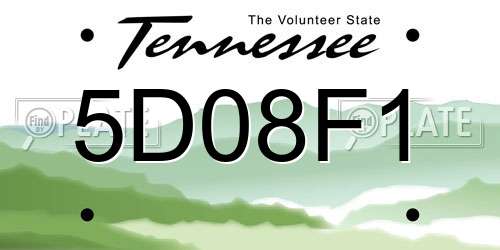 5D08F1 Tennessee License Plate