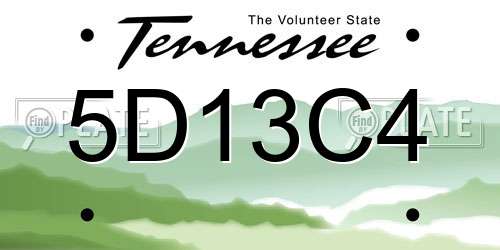 5D13C4 Tennessee License Plate
