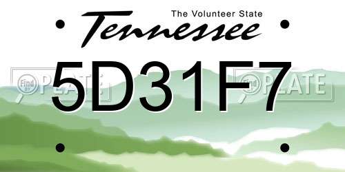 5D31F7 Tennessee License Plate