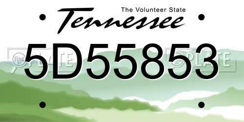 5D55853 Tennessee License Plate