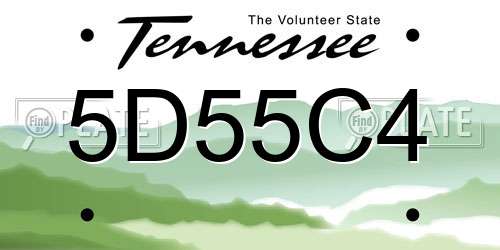 5D55C4 Tennessee License Plate