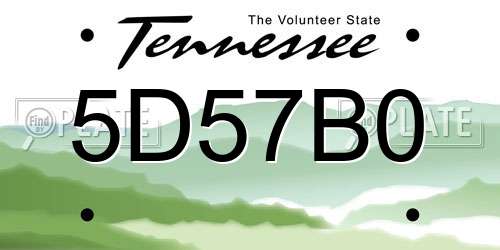5D57B0 Tennessee License Plate