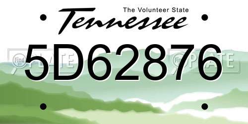5D62876 Tennessee License Plate