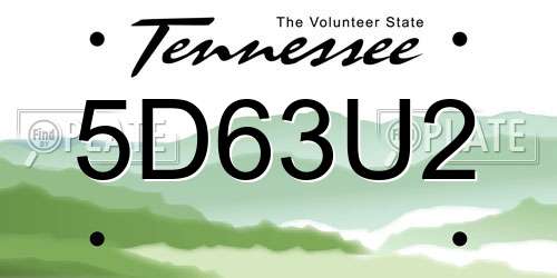 5D63U2 Tennessee License Plate