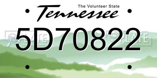 5D70822 Tennessee License Plate