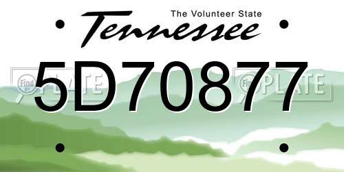 5D70877 Tennessee License Plate