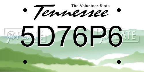 5D76P6 Tennessee License Plate