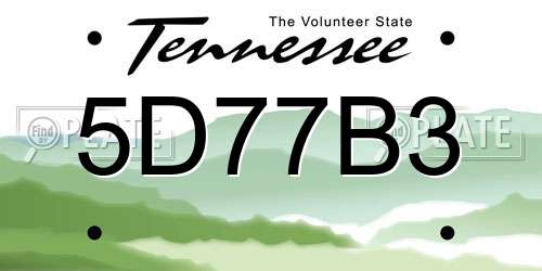 5D77B3 Tennessee License Plate