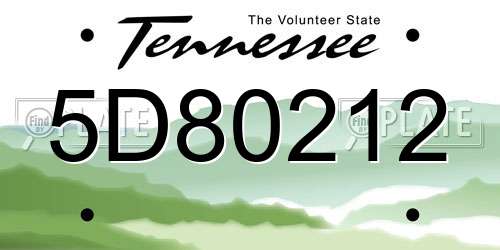 5D80212 Tennessee License Plate