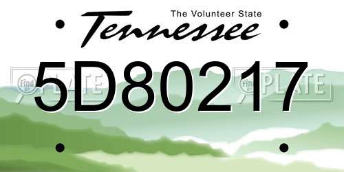5D80217 Tennessee License Plate