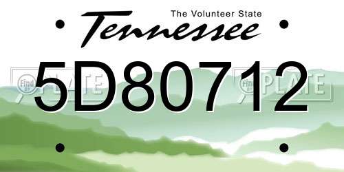 5D80712 Tennessee License Plate