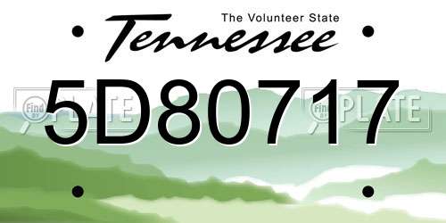 5D80717 Tennessee License Plate