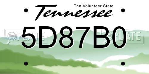 5D87B0 Tennessee License Plate
