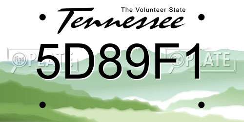 5D89F1 Tennessee License Plate