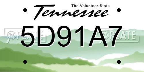 5D91A7 Tennessee License Plate