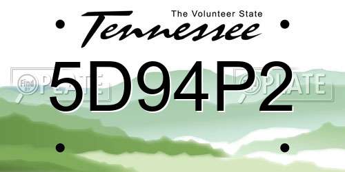 5D94P2 Tennessee License Plate
