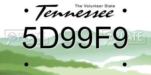 5D99F9 Tennessee License Plate