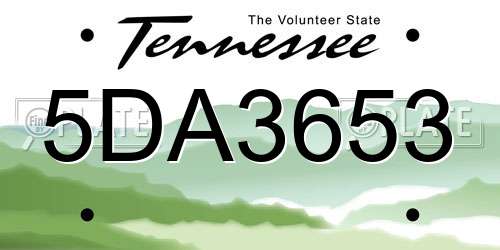 5DA3653 Tennessee License Plate
