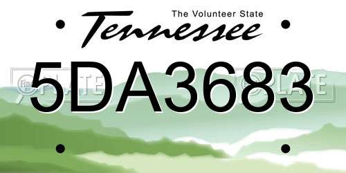 5DA3683 Tennessee License Plate