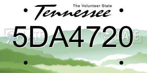 5DA4720 Tennessee License Plate