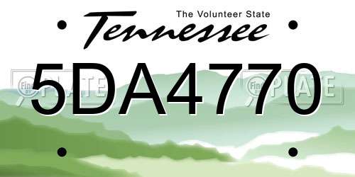 5DA4770 Tennessee License Plate