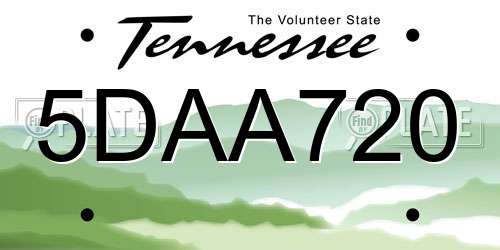 5DAA720 Tennessee License Plate