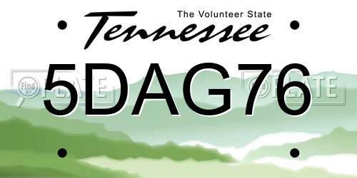 5DAG76 Tennessee License Plate