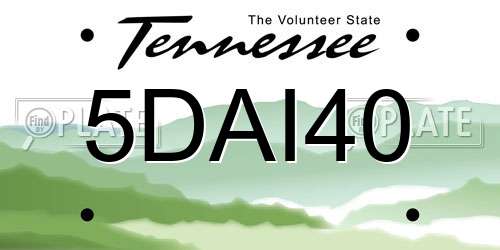 5DAI40 Tennessee License Plate
