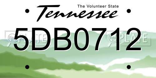 5DB0712 Tennessee License Plate