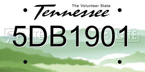 5DB1901 Tennessee License Plate