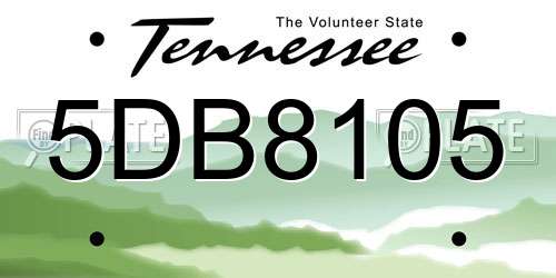 5DB8105 Tennessee License Plate