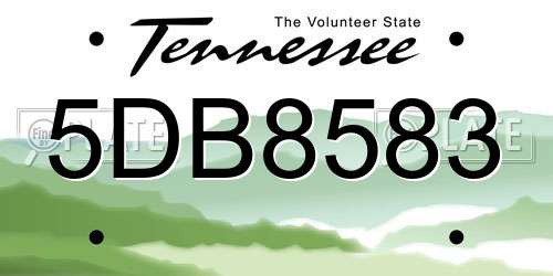 5DB8583 Tennessee License Plate