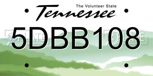 5DBB108 Tennessee License Plate