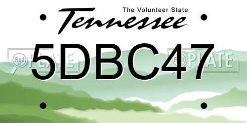 5DBC47 Tennessee License Plate