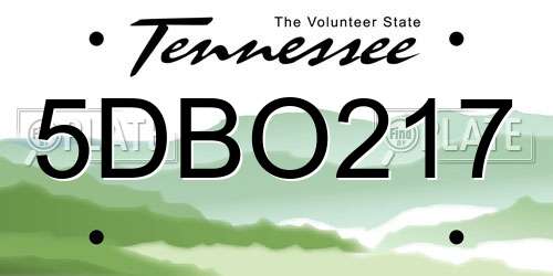 5DBO217 Tennessee License Plate
